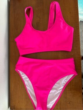 Neon Hot Pink Two-Piece Bikini Set